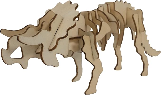 Eco 3D Wooden Puzzle Triceratops from Deluxebase. Animal Themed DIY 3D Puzzle Craft Kit. Sustainable Wood Dinosaur Animal Toys.Perfect Model Building Kits for Educational Toys and Kids Party Favors