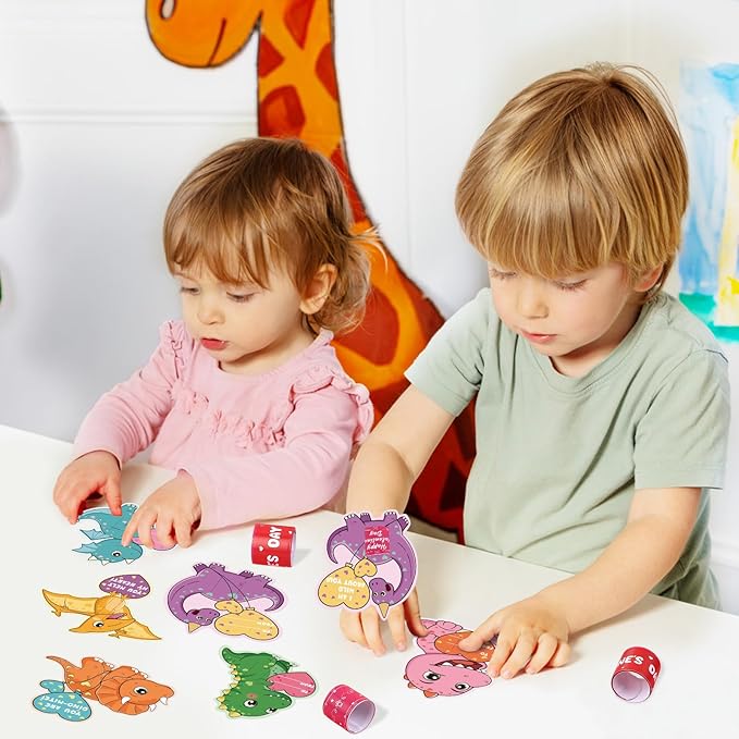 Hooqict Slap Bracelets Valentines Day Cards for Kids School Classroom 36 Pcs Dinosaur Valentines Cards Set Valentines Party Favors Exchange Gifts for Students