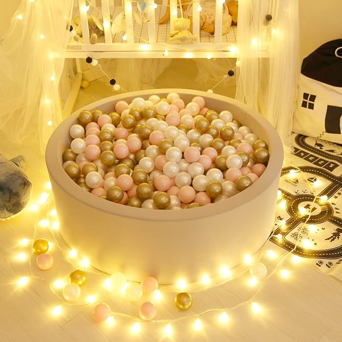GOGOSO Plastic Balls for Baby Boys Play Pit Balls, Kid Ball Play Pit Play Yard, Baby Fance, Playpen, Playtent with Pearl Pink Brown WhiteColors,2.36inches, 100pcs
