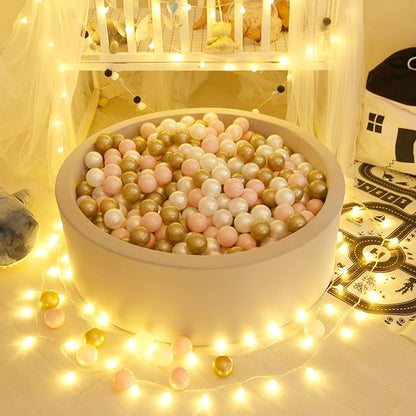 GOGOSO Plastic Balls for Baby Boys Play Pit Balls, Kid Ball Play Pit Play Yard, Baby Fance, Playpen, Playtent with Pearl Pink Brown WhiteColors,2.36inches, 100pcs