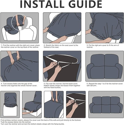 Recliner Couch Cover Leather Look Recliner Sofa Covers for 3 Cushion Reclining Sofa Slipcovers 8-Pieces Furniture Protector Spandex Fabric Washable (3 Seater, 01 Chocolate)