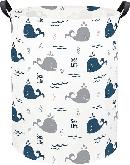 Whale Kids Laundry Basket Baby Hamper Toy Storage Bin for Boys Room Decor Baby Nursery Gift Baskets