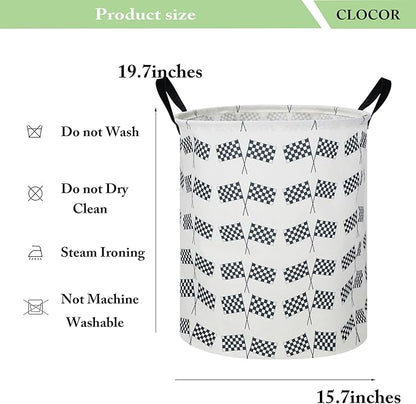 CLOCOR Kids Laundry Basket,Waterproof Baby Boys Nursery Hamper,Collapsible Fabric Storage Container,Toys Bin,Room Decor,Gift Basket（Racing