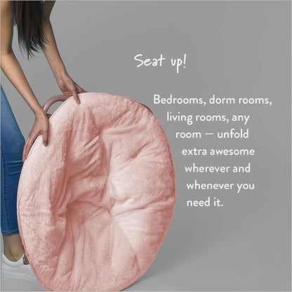 Urban Lifestyle Faux Fur Saucer Chair with Metal Frame, One Size, Blush