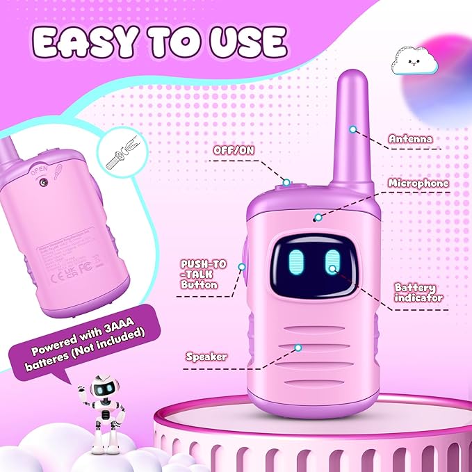 Kids Walkie Talkies Toys for Girls: Toys Walkie Talkies for Kids 2 Pack Easter Birthday Gifts Basket Stuffers for 3 4 5-7 Year Old Girls Grandkids Toy Age 4-5 6-8 Years Old Camping Purple