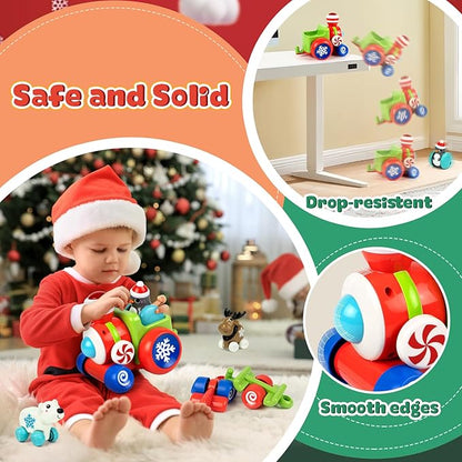 Marstone Baby Toys for 1 Year Old Boys and Girls Gifts, Train Car Set for Toddlers 1-2, Push Animal Car Toys for 12-18 Months, Learning Train Toy for Toddlers 1 2+ Yr Old Birthday Xmas Gift