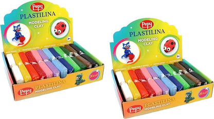 Pepy Plastilina Reusable and Non-Drying Modeling Clay Gift Set; Set of 48 Bars, 1.4 Ounce Each, 4 Each of 12 Colors, Perfect for Arts and Crafts Projects, Multicolor