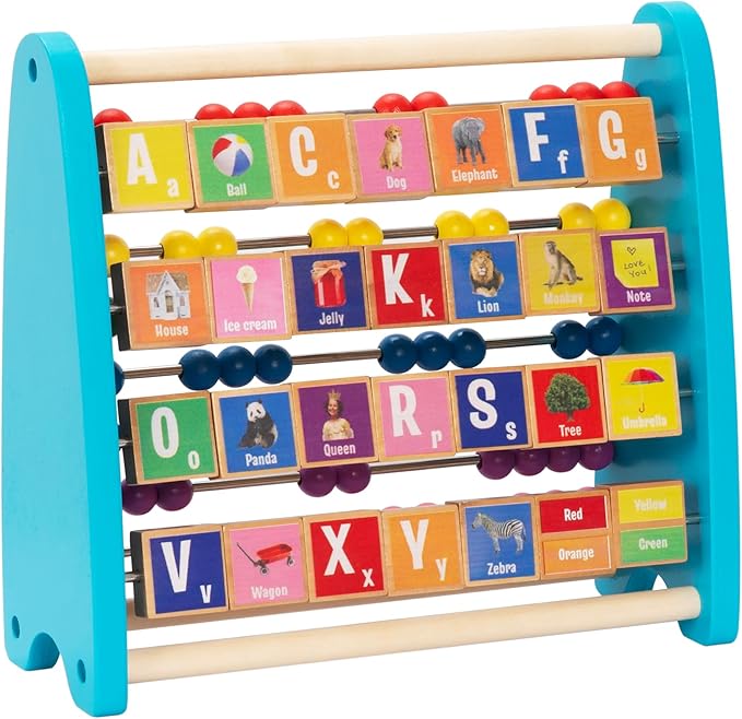 Brilliant Baby® First Words Abacus | Toddler Learning Toy | Educational and Fun Wooden Abacus with Letters First Words and Colors for Early Childhood Development | Interactive Toy for Toddler and Baby