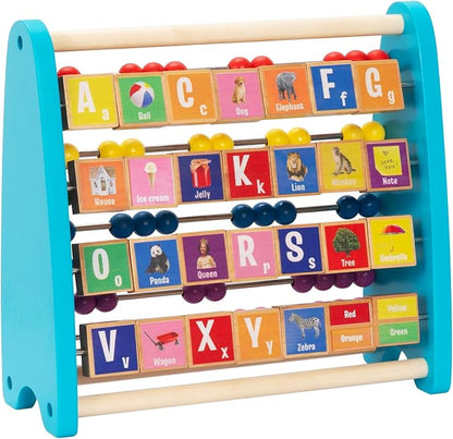 Brilliant Baby® First Words Abacus | Toddler Learning Toy | Educational and Fun Wooden Abacus with Letters First Words and Colors for Early Childhood Development | Interactive Toy for Toddler and Baby