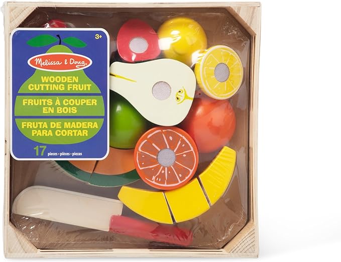 Melissa & Doug Cutting Fruit Set - Wooden Play Food Kitchen Accessory, Multi - Pretend Play Accessories, Wooden Cutting Fruit Toys For Toddlers And Kids Ages 3+