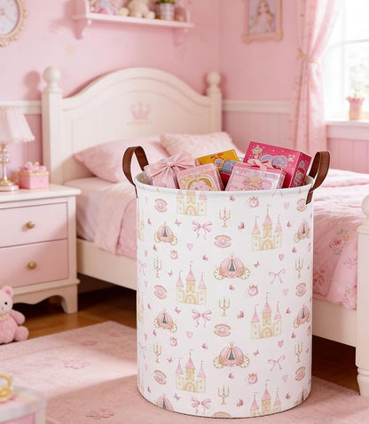 Kids Laundry Hamper Kids Dirty Clothes Hamper Collapsible Waterproof Toys Storage Bin Boys and Girls Hampers Princess Room Decor Gift Baskets(Cute Princess)