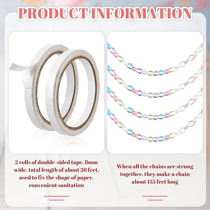 Lincia 600 Sheet Paper Chain Garland Strips 1x8 Inch with Double Sided Tape, DIY Construction Paper Chains for Birthday Wedding Holiday Party Decorations, Crafts Supplies (Morandi Color)