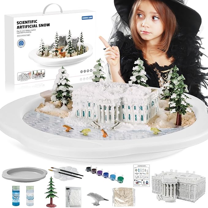 Snow Making Experiment Kits, Snow Making Fun Science Kits for Kids, DIY Educational Painting 3D Snow Scene Science Experiment Kit Snow Making Experiment Scene Painting DIY Model Science Toys-3002