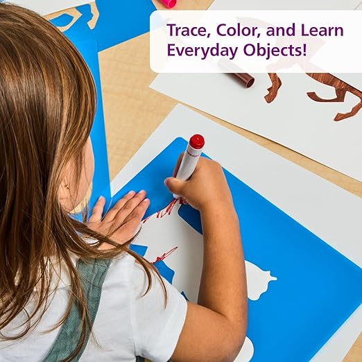 Colorations Large Washable Plastic Everyday Objects Stencils - Set of 12