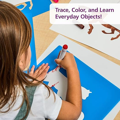 Colorations Large Washable Plastic Everyday Objects Stencils - Set of 12