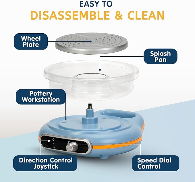 Pottery Wheel for Kids | Clay Machine for Beginners | 4.7 Inch Electric Mini Wheel Kit for Arts | Includes 8 Piece Tool Set and Paint | Educational Pottery Kit for Adults