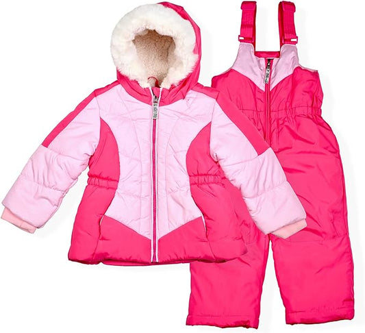 Arctic Quest Little Girls Bib Snow Pants and Ski Jacket Water-Resistant Snowsuit For Kids Winter Jacket For Girls