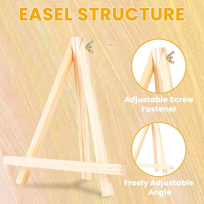 52 Pcs Art Painting Kit Supplies Set for Kids to Party - 4 Packs of 40 Brushes, 4 Wood Easels(8 * 12in), 4 Canvas Panels(8 * 10in) & 4 Palettes(5in), No Paint