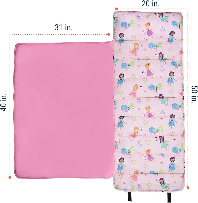 Wildkin Original Nap Mat with Reusable Pillow for Boys & Girls, Perfect for Elementary Daycare Sleepovers, Features Hook & Loop Fastener, Cotton Blend Materials Nap Mat for Kids