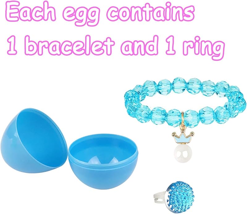 VLUSSO Party Favors in the Nature of Small Toys Easter Eggs Easter Basket Stuffers Fillers Filled 4 Pack Eggs with Colorful Bracelet Girls Inside Colorful Pre Plastic For Kids Gifts