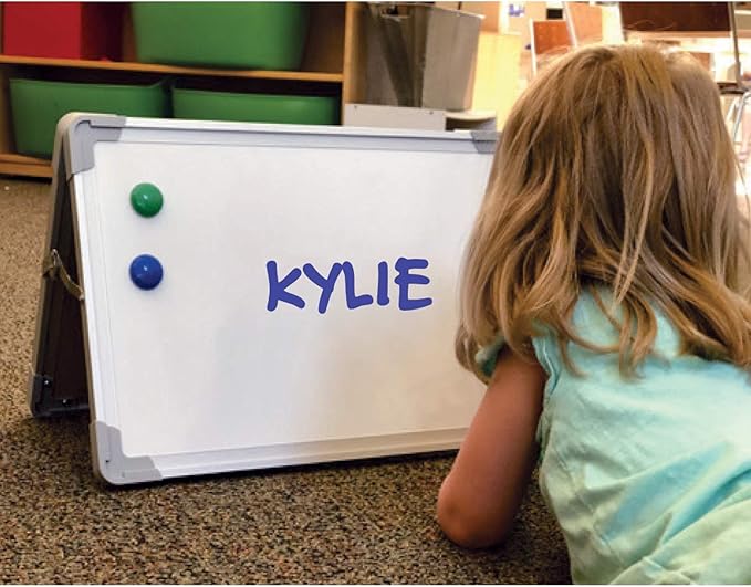 Flipside Products 18” x 12” Magnetic Double-Sided Desktop Easel, Bright White Dry Erase Easel for Office, Home, and Classroom, Aluminum Frame, Magnets and Dry Erase Marker w/Magnetic Eraser Cap