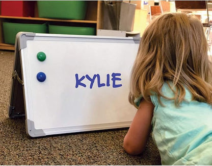 Flipside Products 18” x 12” Magnetic Double-Sided Desktop Easel, Bright White Dry Erase Easel for Office, Home, and Classroom, Aluminum Frame, Magnets and Dry Erase Marker w/Magnetic Eraser Cap