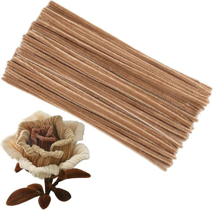 Pipe Cleaners, 100Pcs Chenille Stems Pipe Cleaners Craft, Creative Craft Pipe Cleaners, Crafting Pipe Cleaners Supplies for Festivals Flower Making, DIY Home Decorations/Light Brown