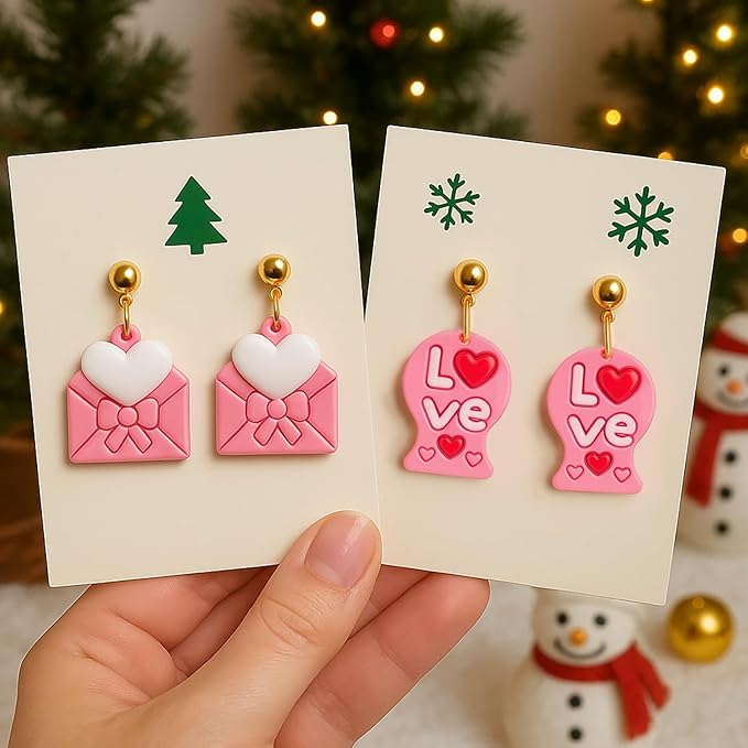 9pcs Mother's Day Polymer Clay Cutters - Christmas Polymer Clay Cutters - Polymer Clay Molds for Engagement-Wedding Jewelry Making Supplies - Gifts for Mom Girlfriends Wife