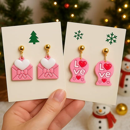 9pcs Mother's Day Polymer Clay Cutters - Christmas Polymer Clay Cutters - Polymer Clay Molds for Engagement-Wedding Jewelry Making Supplies - Gifts for Mom Girlfriends Wife