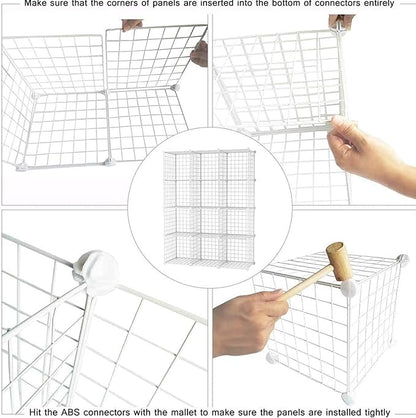 C&AHOME Wire Cube Storage, 12-Cube Storage Organizer Metal, C Grids Storage Bins Shelving, Modular Bookshelf Shelf, Closet Cabinet Ideal for Bedroom, Office 36.6”L x 12.4”W 48.4”H White