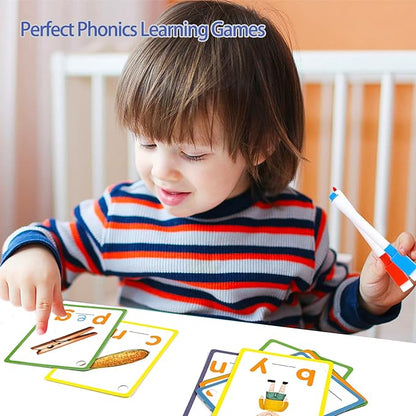 Phonics Sight Words Flash Cards Kindergarten, CVC Word Games Vowel Spelling Flashcards Learn to Read Write Montessori Educational Homeschool Supplies for Toddlers Preschool Learning Activities