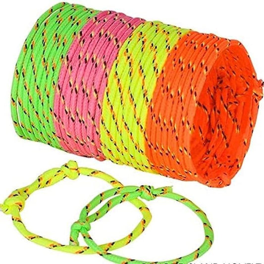 Neliblu Friendship Bracelets - Pack of 144 Neon Rope Bracelet, 7-Inch Adjustable in Orange, Yellow, Pink, and Green - Fun Accessories for Kids and Adults - Ideal for Party Favors, Gift Bags, and More