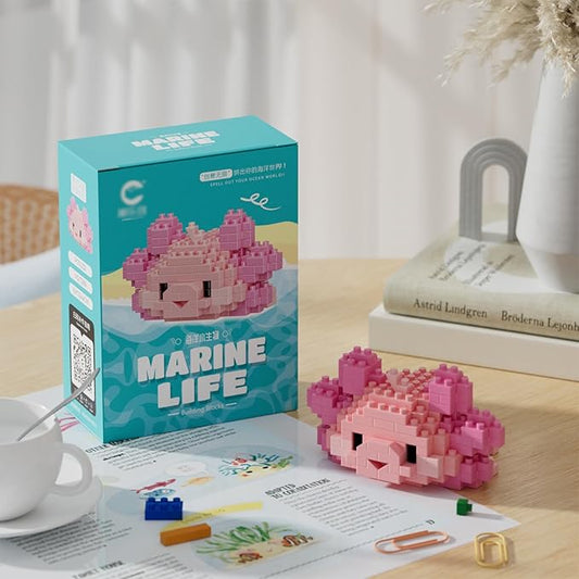 Marine Animals Building Blocks Sets Mini Building Blocks Ocean Animal Sea Creatures Building Blocks Set Mini Building Blocks Toys STEM Gifts for Kids Adult(Salamander)