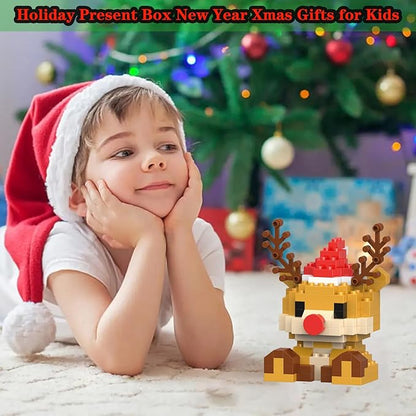Christmas Reindeer Building Blocks Set Compatible with Lego Advent Calendar 2024 Stacking New Toys Holiday Present Box New Year Xmas Gifts for Kids for Boys & Girls and Adults