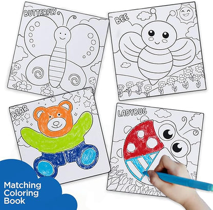 Wooden Puzzles for Toddlers 1-3 Girls & Boys, Sensory Toys, Educational Learning Toys: 4 Puzzles Ages 1-3, Gift Box, Storage Bag, Matching Coloring Book, Animals Puzzle for Toddlers Set of 4