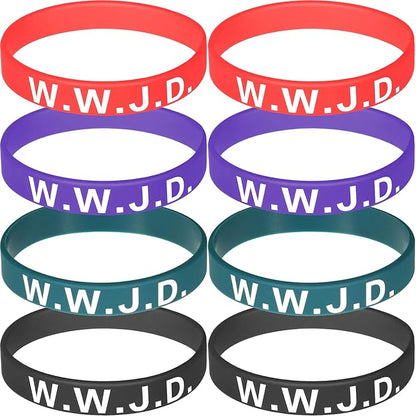 Jadive 20 Pcs WWJD Rubber Bracelets What Would Jesus Do Silicone Wristbands for Women Men Jesus WWJD Inspirational Bracelet Motivational Bracelet Religious Christian Party Favors Gifts