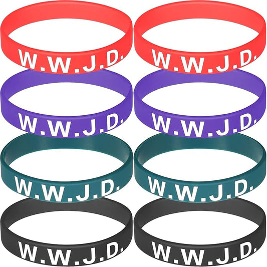 Jadive 20 Pcs WWJD Rubber Bracelets What Would Jesus Do Silicone Wristbands for Women Men Jesus WWJD Inspirational Bracelet Motivational Bracelet Religious Christian Party Favors Gifts
