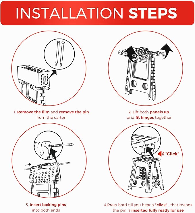 ACKO Folding Step Stool Foldable 16 Inch Stool 400 lbs Capacity,Plastic Stools for Adults and Kids,Collapsible Stool for Kitchen, Stepping Stool with Handle(Royal Blue), 6Pack