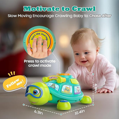 Baby Toys 6-12 Months, Musical Turtle Tummy Time Developmental Crawling Toy for 6 7 8 9 10 Months, Educational Bilingual Infant Toy 6-9-12 Months, Baby Boy Girl Birthday Gifts