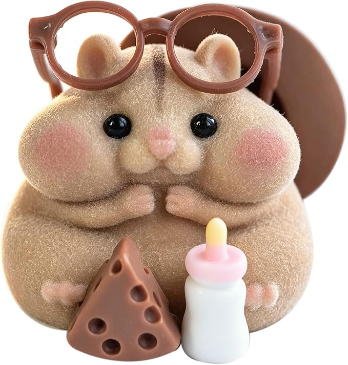 Handmade Taba Squishy Hamster Toy, Cute Squishy Hamster Fidget Toy, Realistic Hamster Toy, Soft Silicone Mochi Furry Toy, Stress Relief Gift for Adults & Kids, Sensory Anxiety Plushie(Brown)
