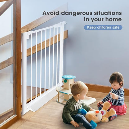 Baby Gate for The House Indoor/Outdoor, Retractable Baby Gate for Stairs, Dog Gate for Doorways Hallways, Extra Tall Child Safety Gate Extends Up to Extra Wide, Easy Fit Pet Gate.