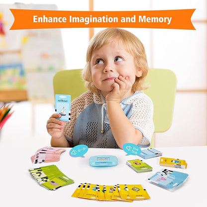 Talking Flash Cards with 384 Sight Words (Including Letters and Numbers), Montessori Educational Learning Interactive Toddler Toys, Speech Therapy and Autism Sensory Toys, Blue