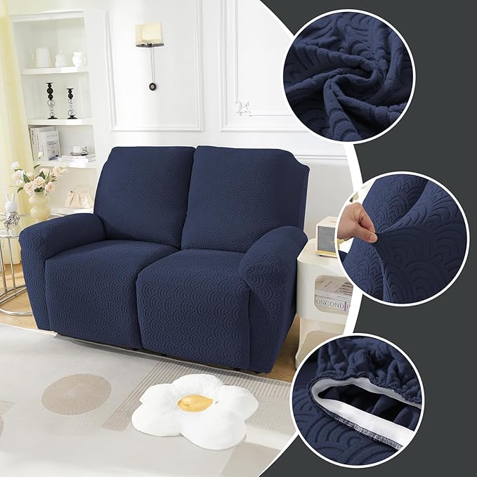 NORTHERN BROTHERS Loveseat Recliner Cover, Reclining Loveseat Covers, Love Seat Recliner Cover, Recliner Sofa Covers 2 Seater, Deep Blue