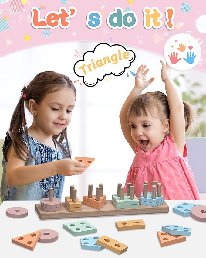 Yetonamr Montessori Toys for 1 2 3 Years Old Boys Girls Birthday Gifts, Wooden Sensory Toys for Ages 2-4 Kids Baby, Toddler Easter Basket Stuffers Learning Toy Activities Puzzles Ages 1-3