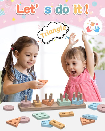 Yetonamr Montessori Toys for 1 2 3 Years Old Boys Girls Birthday Gifts, Wooden Sensory Toys for Ages 2-4 Kids Baby, Toddler Easter Basket Stuffers Learning Toy Activities Puzzles Ages 1-3