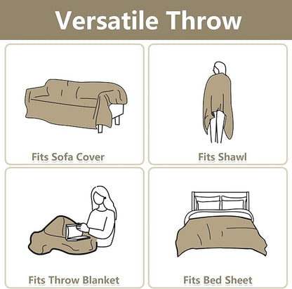 MYSKY HOME Oversized Armchair Couch Cover for 1 Cushion Couch, Washable Sofa Protector, Chair Couch Covers with Tassel Sofa Covers Sofa Throws Sofa Slipcovers Futon Cover for Pet, Kid, 71"X91", Khaki