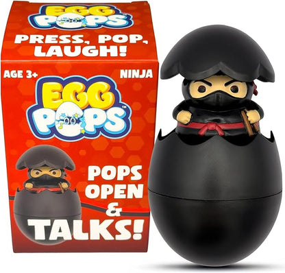 Egg Pops Talking Easter Egg Toy - Figure Pops Up & Plays Sounds, Easter Basket Stuffers for Teens - Interactive Kids Toys or Funny Gag Gifts for Teens, Cute Collectible Spring Character (Ninja)