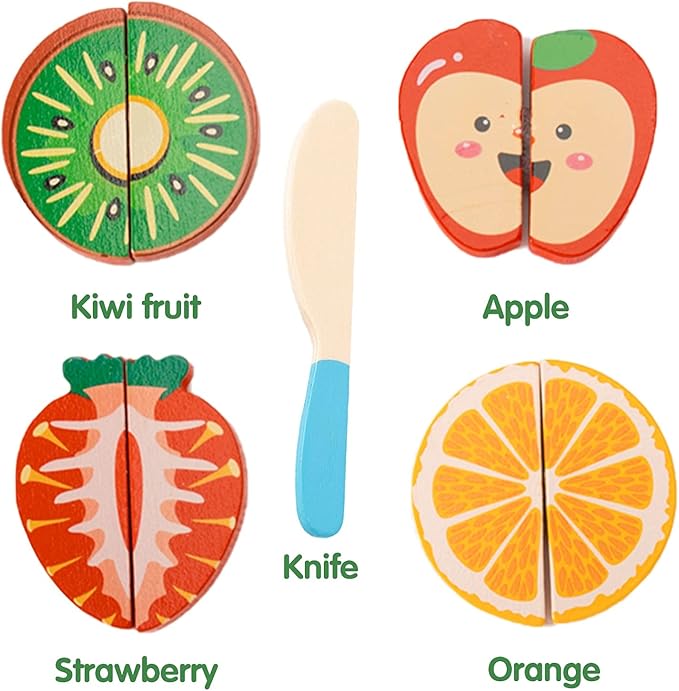 CUCOS Wooden Cutting Puzzles for Kids Ages 1-5 Years Old, Wooden Peg Fruit Toddler Puzzles, Learning Toys Educational Gift for Girls and Boys