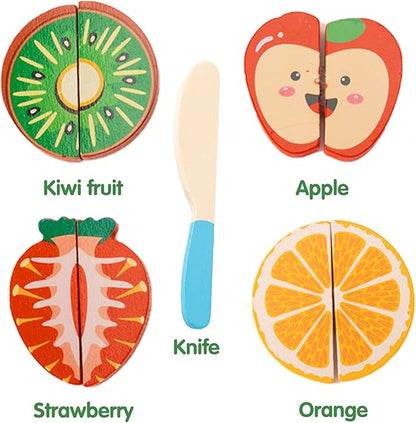 CUCOS Wooden Cutting Puzzles for Kids Ages 1-5 Years Old, Wooden Peg Fruit Toddler Puzzles, Learning Toys Educational Gift for Girls and Boys