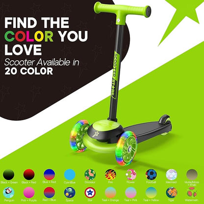 3 Wheel Scooter for Kids, Smooth Light Up LED Front Wheels, Wide Anti Slip Deck, Rear Foot Brake, Easy Lean to Steer Maneuvering, Indoor & Outdoor Ride On Toys for Ages 2 Up,